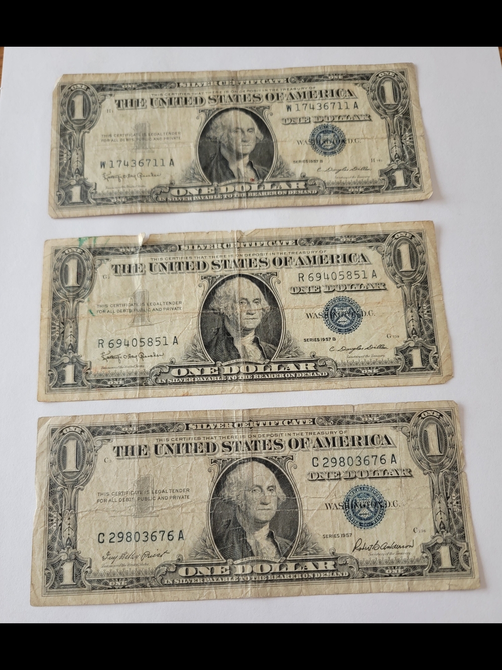 Lot of 3 1957 Series $1 Silver Certificates